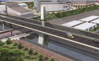The overpass project of the Beijing Kowloon Shide Railway on Qianjin Street in Hengshui City